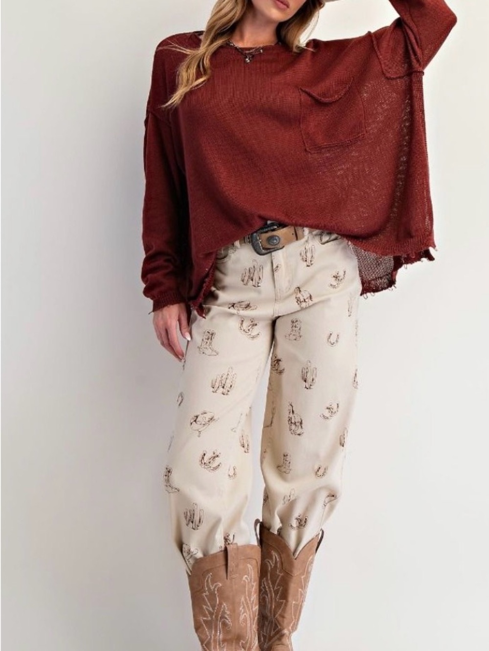 Oversized Open-Back Rust Knit Sweater - Unbranded - Picture 3 of 3
